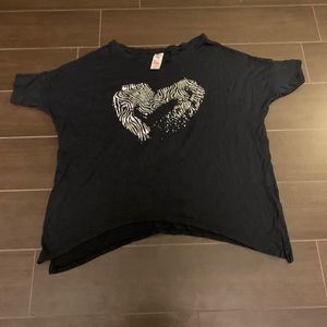Zumba Women’s XS/Small Black Top with Silver Heart